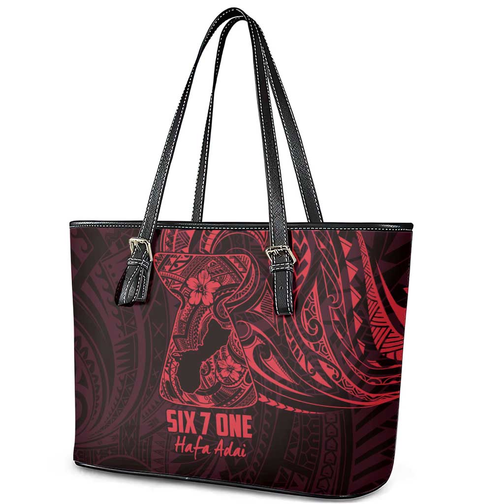 Oxblood Guam Latte Stone Tribal Tattoo Leather Tote Bag Hafa Adai Six 7 One