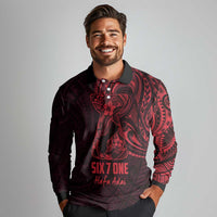Oxblood Guam Latte Stone Tribal Tattoo Long Sleeve Polo Shirt Hafa Adai Six 7 One