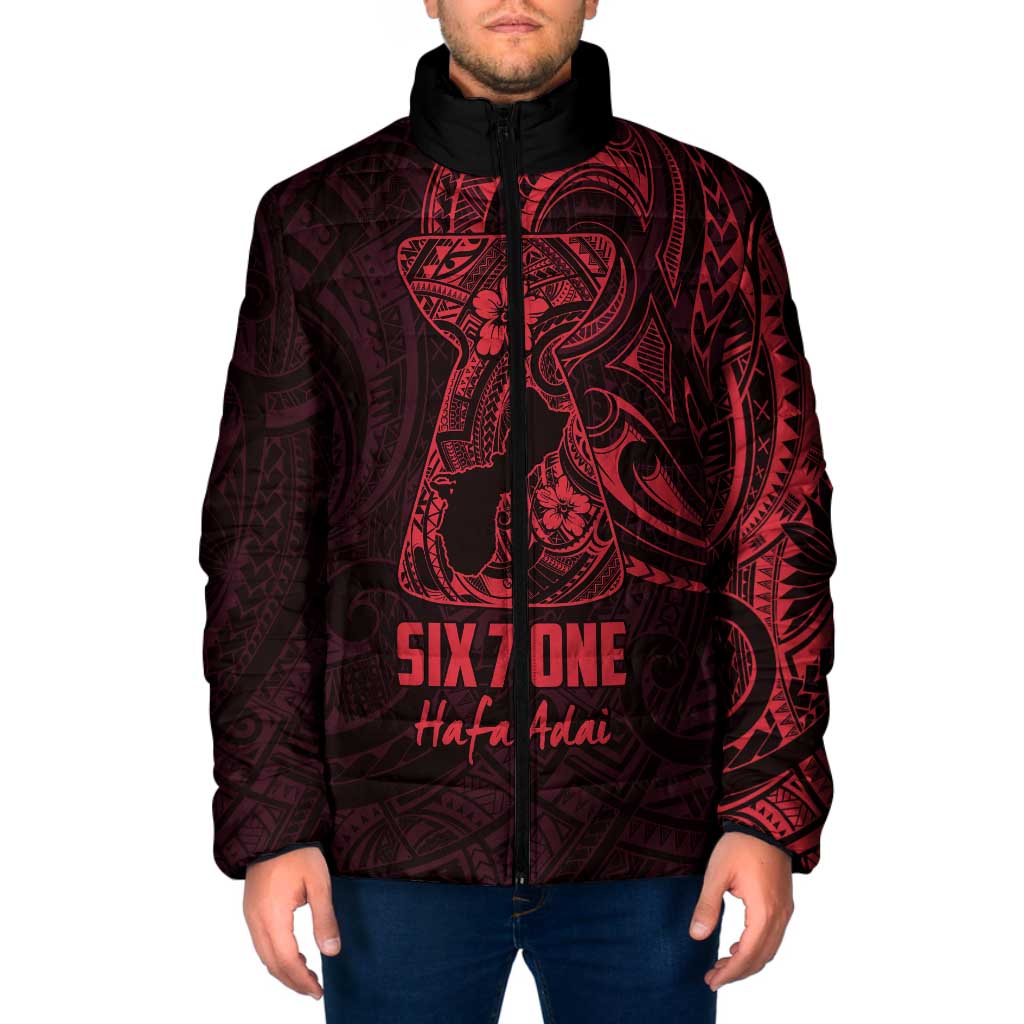 Oxblood Guam Latte Stone Tribal Tattoo Padded Jacket Hafa Adai Six 7 One - Polynesian Pride
