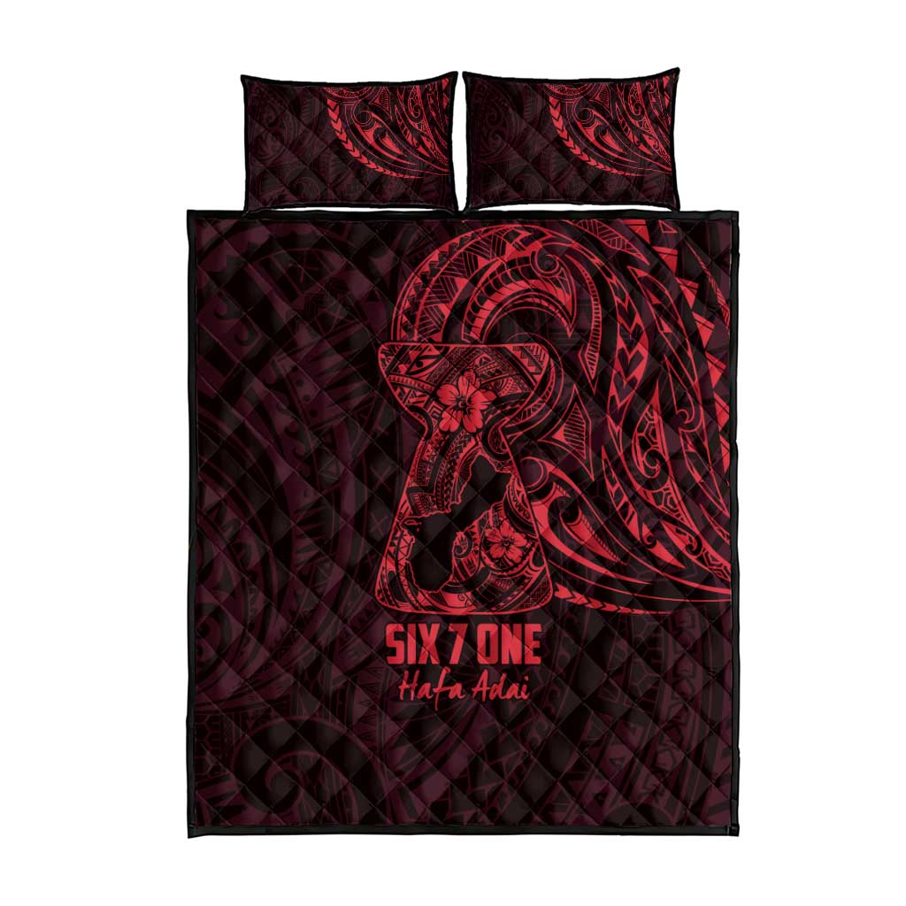 Oxblood Guam Latte Stone Tribal Tattoo Quilt Bed Set Hafa Adai Six 7 One