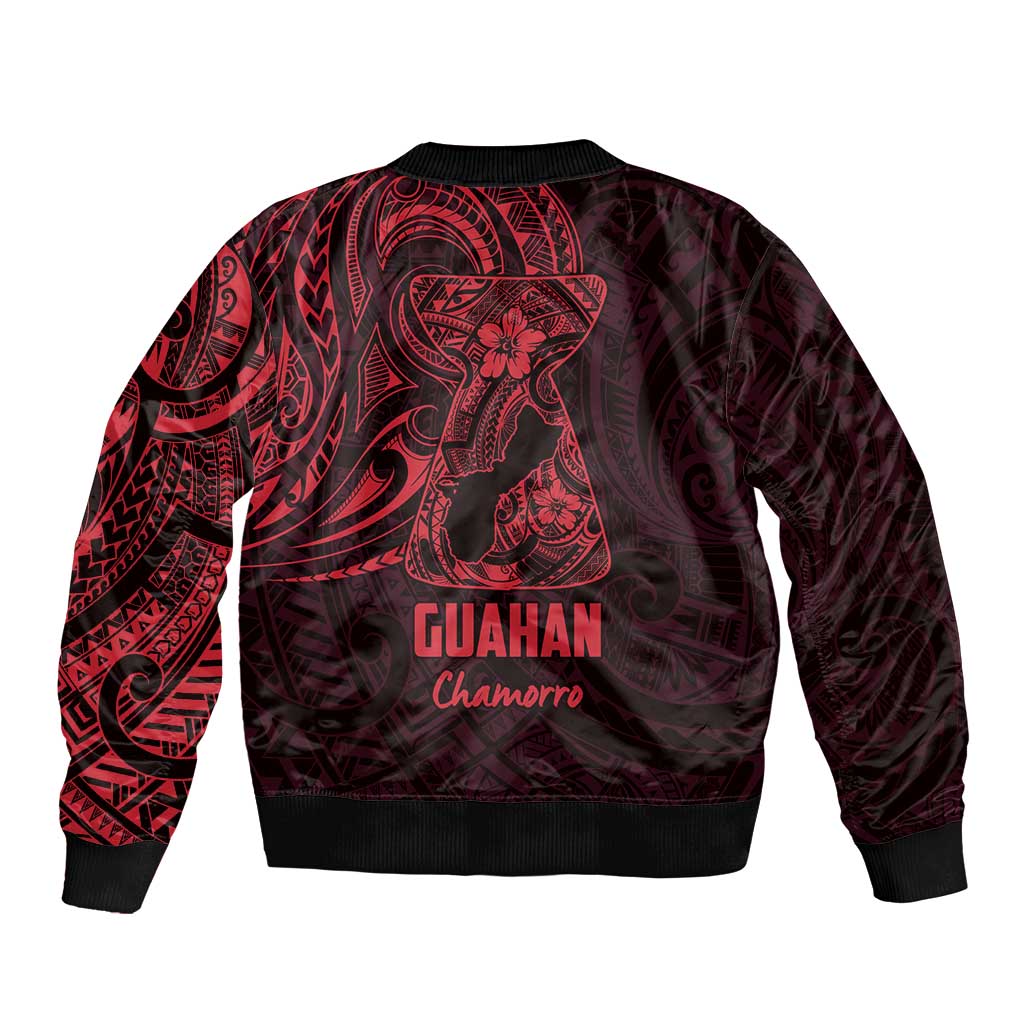 Oxblood Guam Latte Stone Tribal Tattoo Sleeve Zip Bomber Jacket Hafa Adai Six 7 One LT9 - Polynesian Pride