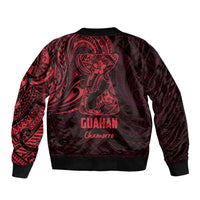 Oxblood Guam Latte Stone Tribal Tattoo Sleeve Zip Bomber Jacket Hafa Adai Six 7 One LT9 - Polynesian Pride