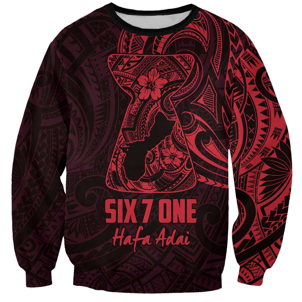 Oxblood Guam Latte Stone Tribal Tattoo Sweatshirt Hafa Adai Six 7 One
