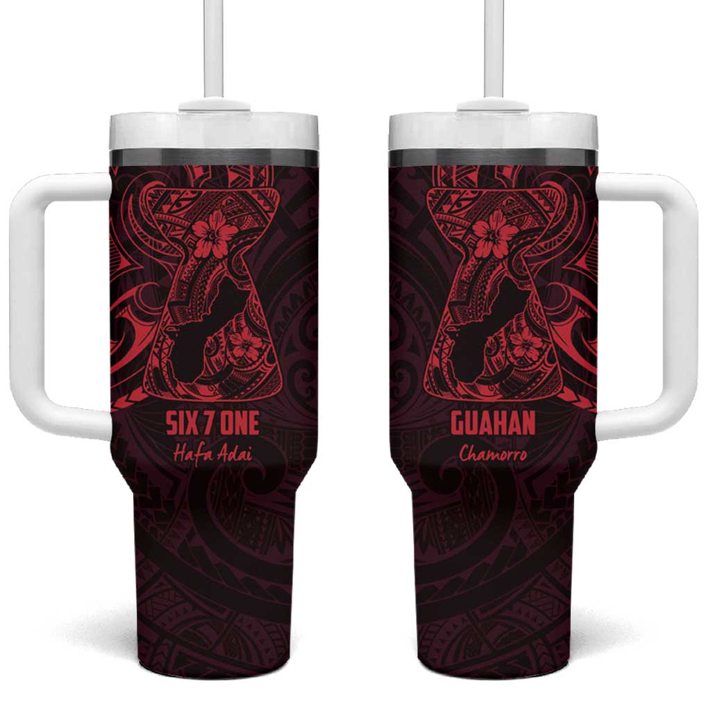 Oxblood Guam Latte Stone Tribal Tattoo Tumbler With Handle Hafa Adai Six 7 One