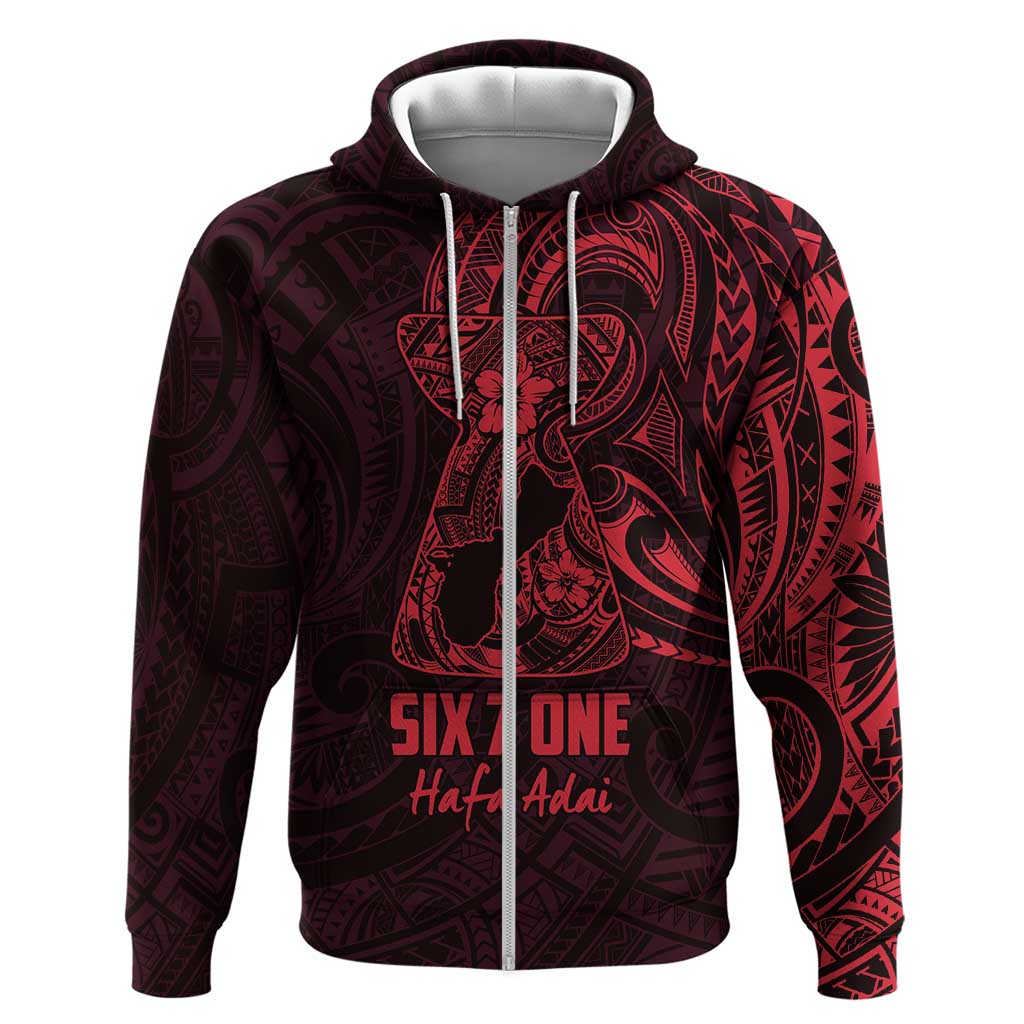 Oxblood Guam Latte Stone Tribal Tattoo Zip Hoodie Hafa Adai Six 7 One