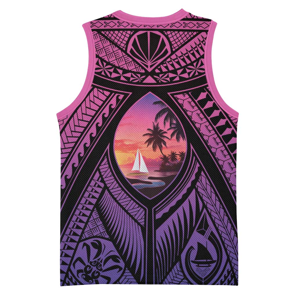 Guam Chamorro Artsy Basketball Jersey Guahan Sunset Beach - Polynesian Pride