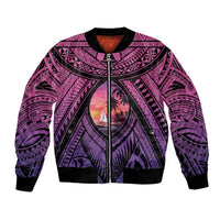 Guam Chamorro Artsy Bomber Jacket Guahan Sunset Beach LT9 Unisex Sunset - Polynesian Pride