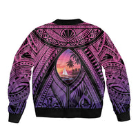 Guam Chamorro Artsy Bomber Jacket Guahan Sunset Beach LT9 - Polynesian Pride