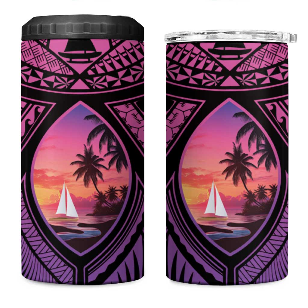 Guam Chamorro Artsy 4 in 1 Can Cooler Tumbler Guahan Sunset Beach