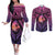Guam Chamorro Artsy Couples Matching Off The Shoulder Long Sleeve Dress and Long Sleeve Button Shirt Guahan Sunset Beach