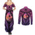 Guam Chamorro Artsy Couples Matching Summer Maxi Dress and Long Sleeve Button Shirt Guahan Sunset Beach