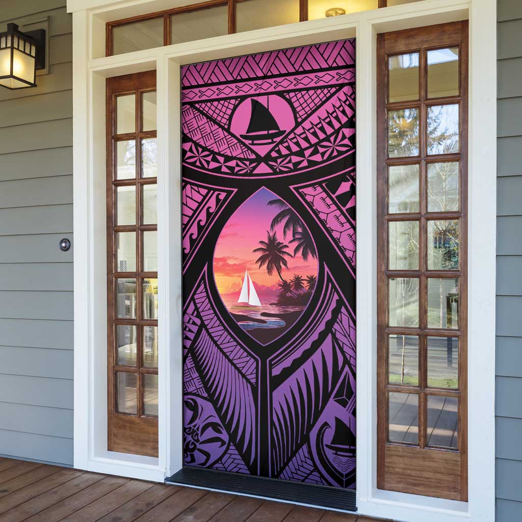 Guam Chamorro Artsy Door Cover Guahan Sunset Beach - Polynesian Pride