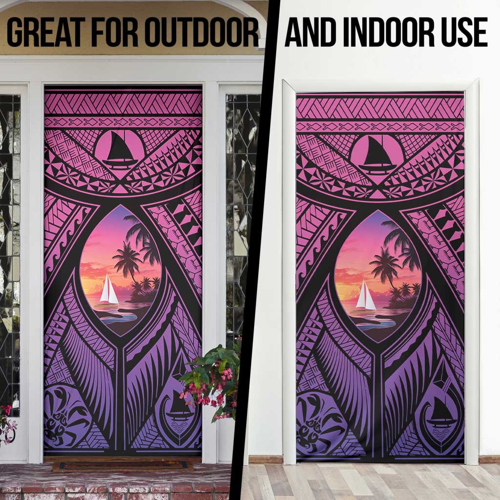 Guam Chamorro Artsy Door Cover Guahan Sunset Beach - Polynesian Pride