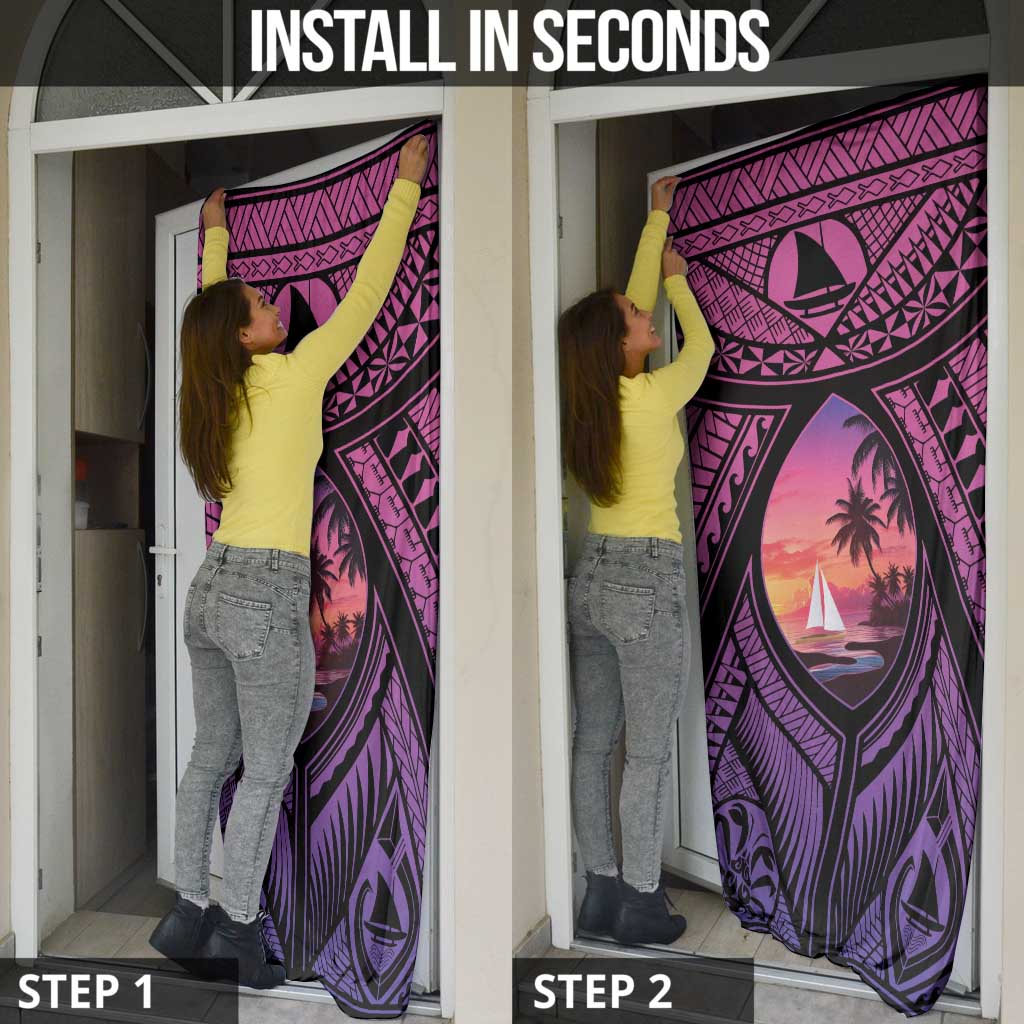 Guam Chamorro Artsy Door Cover Guahan Sunset Beach - Polynesian Pride
