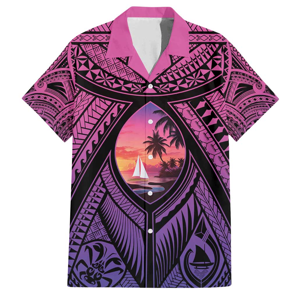 Guam Chamorro Artsy Family Matching Summer Maxi Dress and Hawaiian Shirt Guahan Sunset Beach