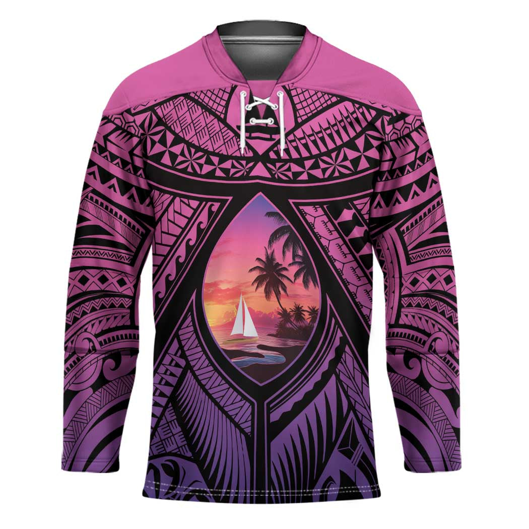 Guam Chamorro Artsy Hockey Jersey Guahan Sunset Beach - Polynesian Pride