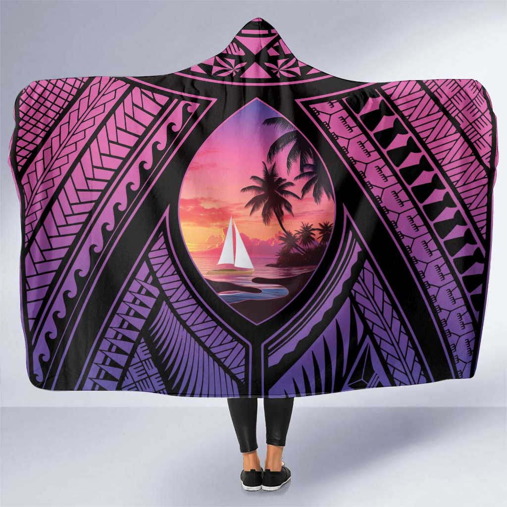 Guam Chamorro Artsy Hooded Blanket Guahan Sunset Beach