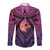 Guam Chamorro Artsy Long Sleeve Button Shirt Guahan Sunset Beach