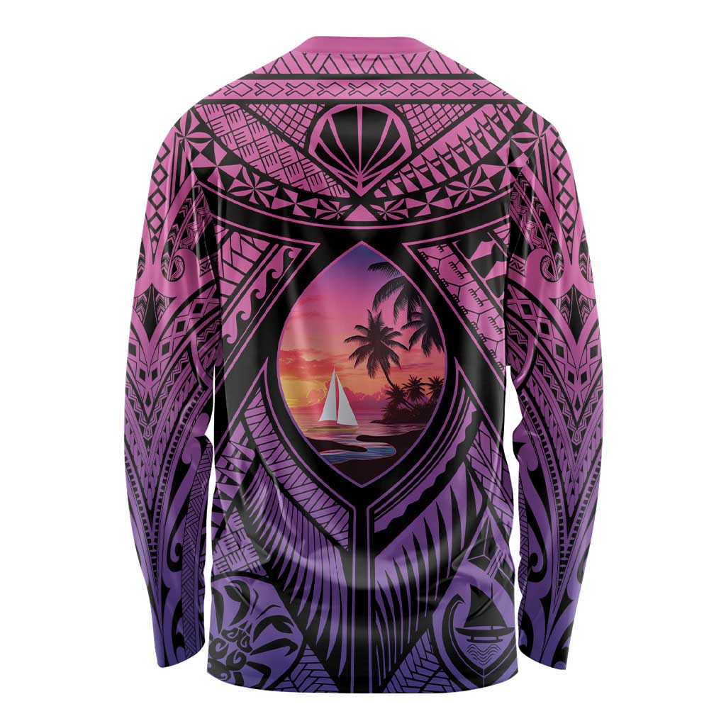 Guam Chamorro Artsy Long Sleeve Shirt Guahan Sunset Beach