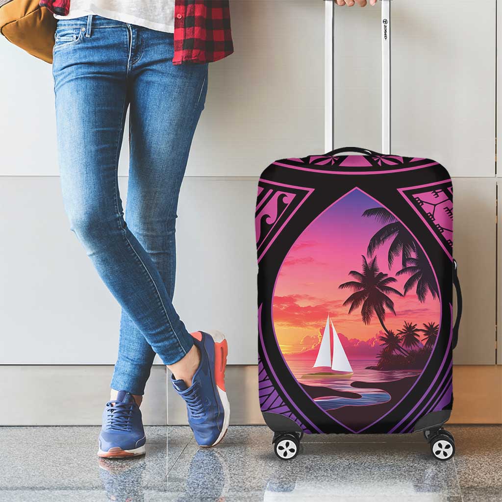 Guam Chamorro Artsy Luggage Cover Guahan Sunset Beach