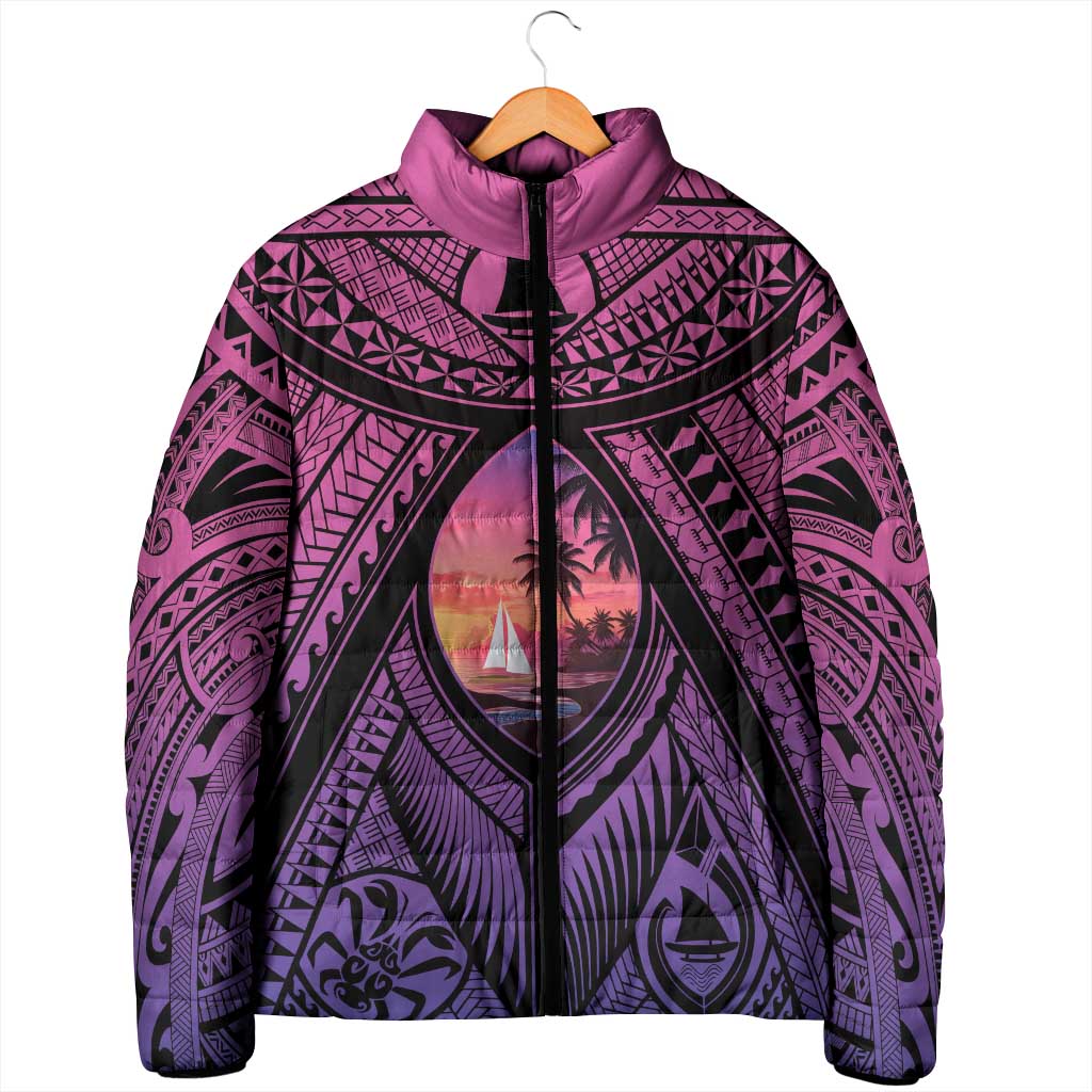 Guam Chamorro Artsy Padded Jacket Guahan Sunset Beach - Polynesian Pride