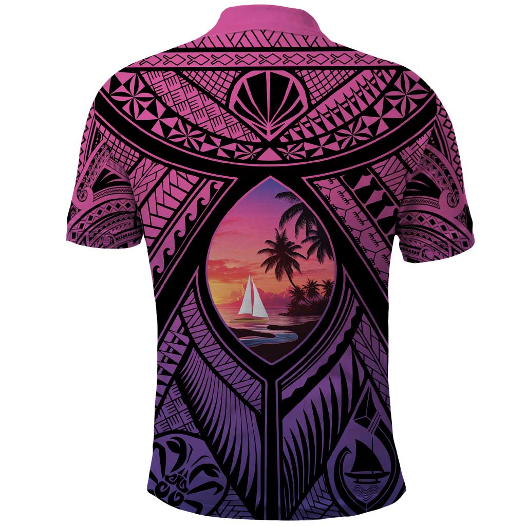 Guam Chamorro Artsy Polo Shirt Guahan Sunset Beach