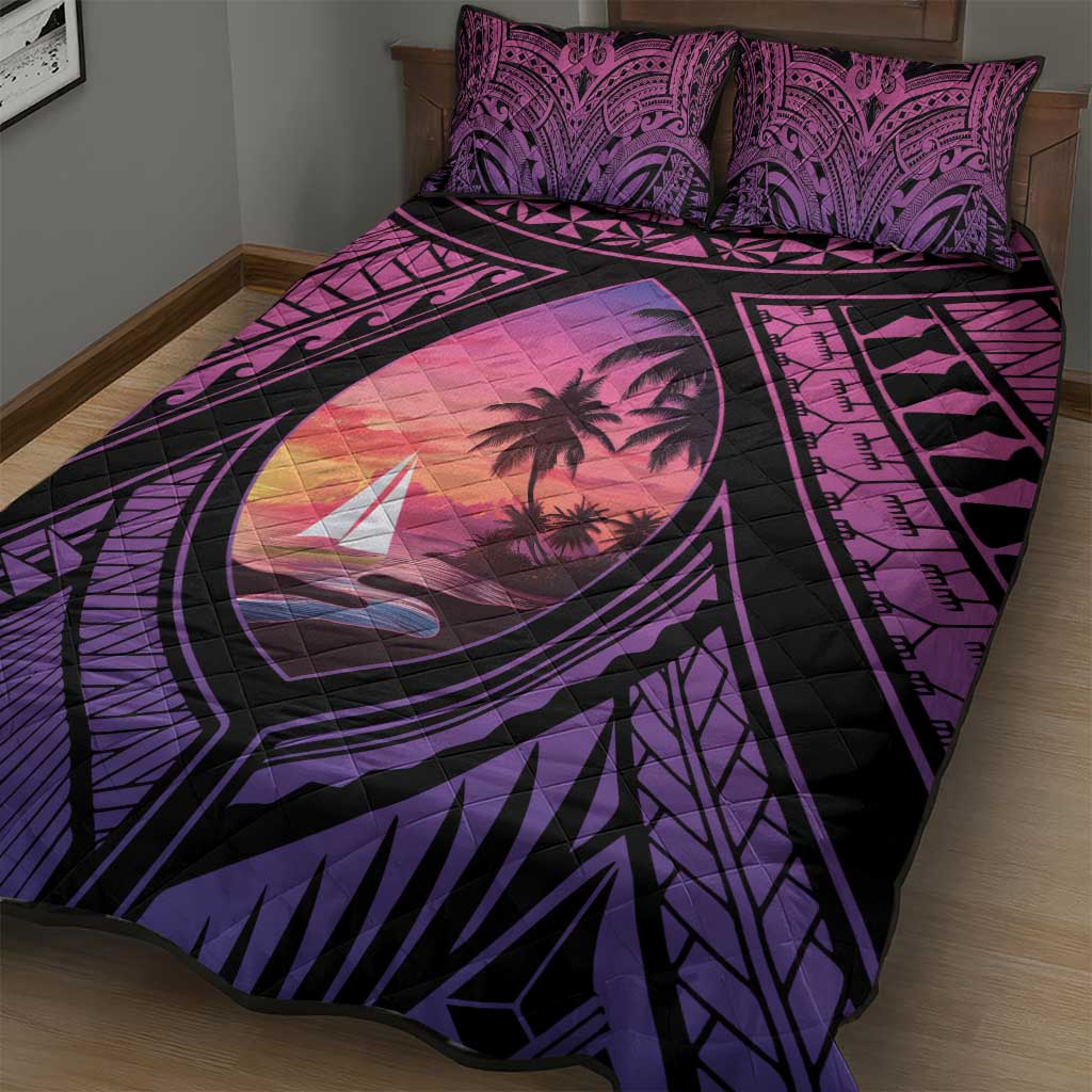 Guam Chamorro Artsy Quilt Bed Set Guahan Sunset Beach