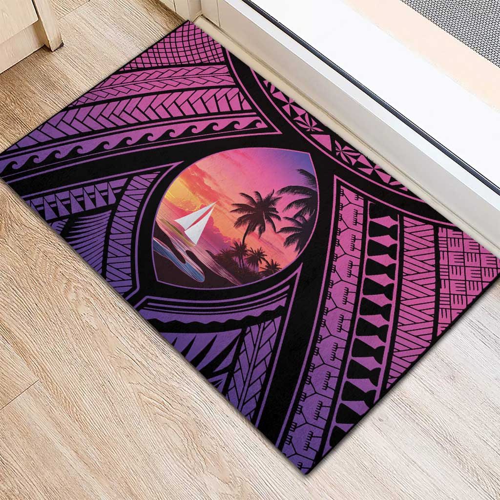 Guam Chamorro Artsy Rubber Doormat Guahan Sunset Beach