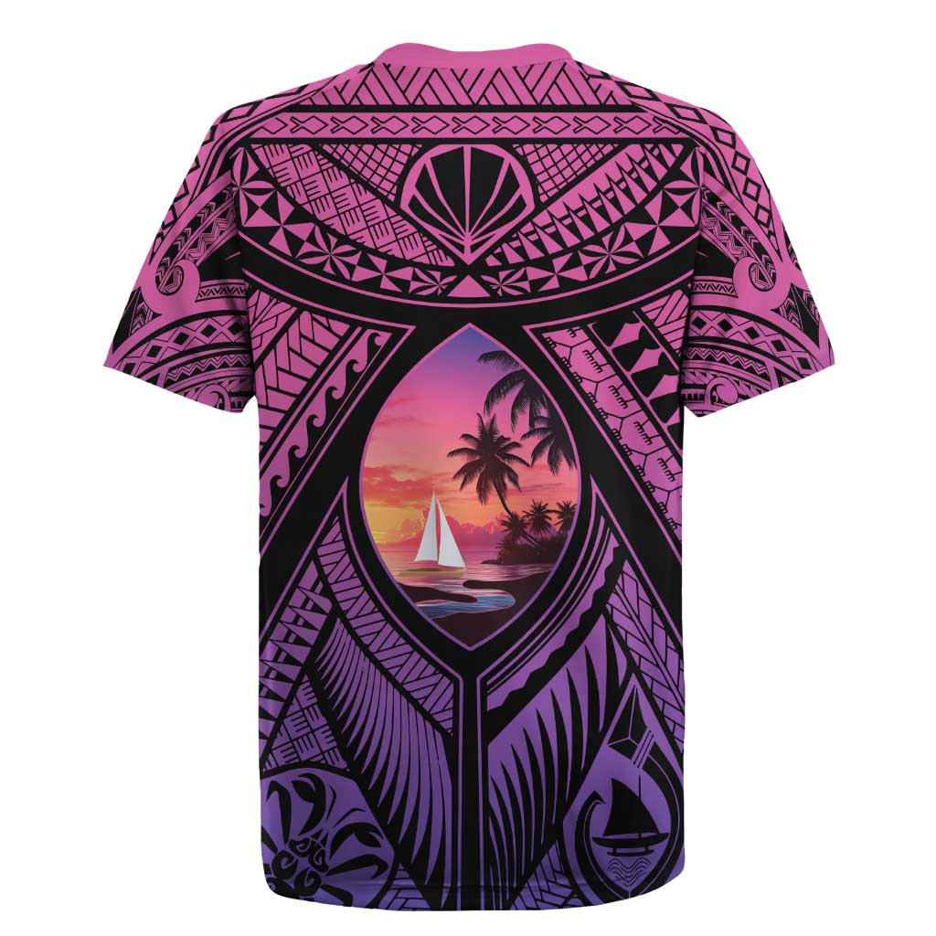 Guam Chamorro Artsy Rugby Jersey Guahan Sunset Beach