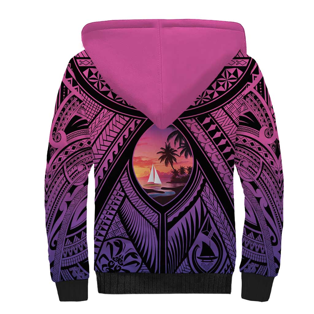 Guam Chamorro Artsy Sherpa Hoodie Guahan Sunset Beach