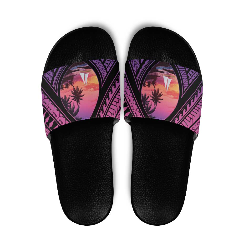 Guam Chamorro Artsy Slide Sandals Guahan Sunset Beach - Polynesian Pride