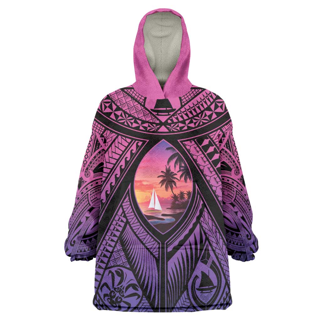 Guam Chamorro Artsy Wearable Blanket Hoodie Guahan Sunset Beach