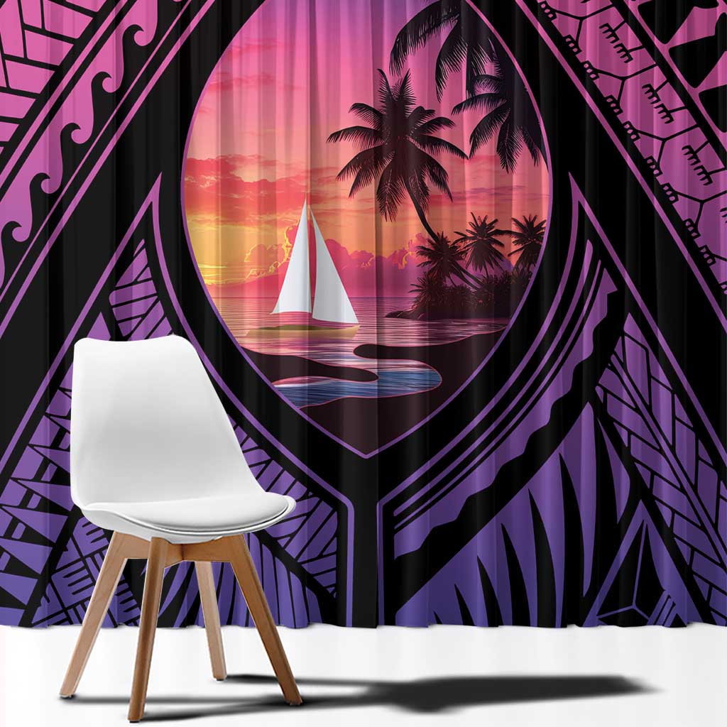 Guam Chamorro Artsy Window Curtain Guahan Sunset Beach