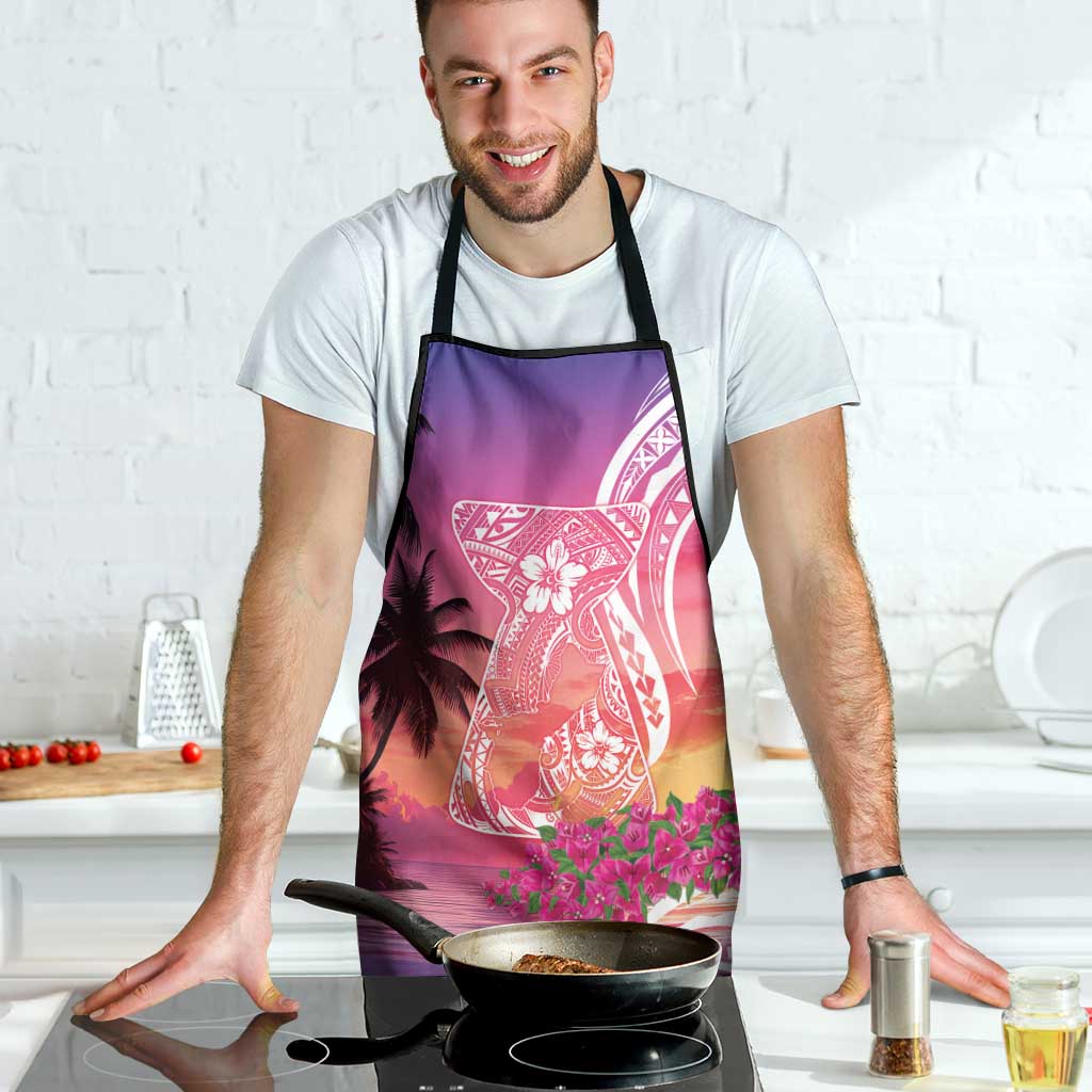 Guam Latte Stone with Map Apron Bougainvillea Beach Sunset - Polynesian Pride