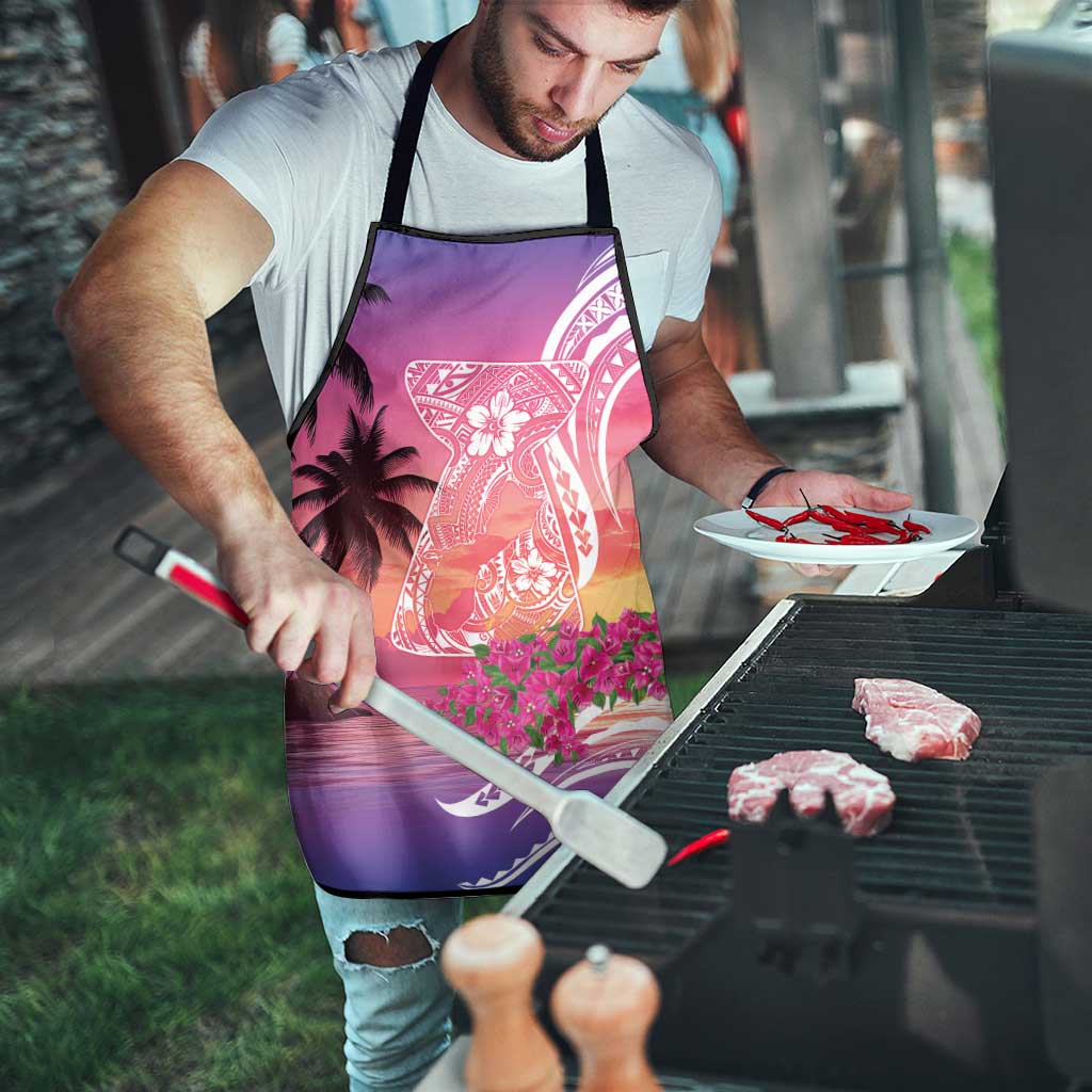 Guam Latte Stone with Map Apron Bougainvillea Beach Sunset - Polynesian Pride