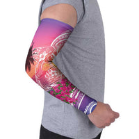 Guam Latte Stone with Map Arm Sleeves Bougainvillea Beach Sunset - Polynesian Pride