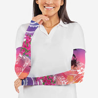 Guam Latte Stone with Map Arm Sleeves Bougainvillea Beach Sunset - Polynesian Pride