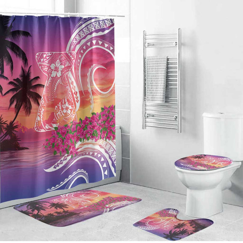 Guam Latte Stone with Map Bathroom Set Bougainvillea Beach Sunset 