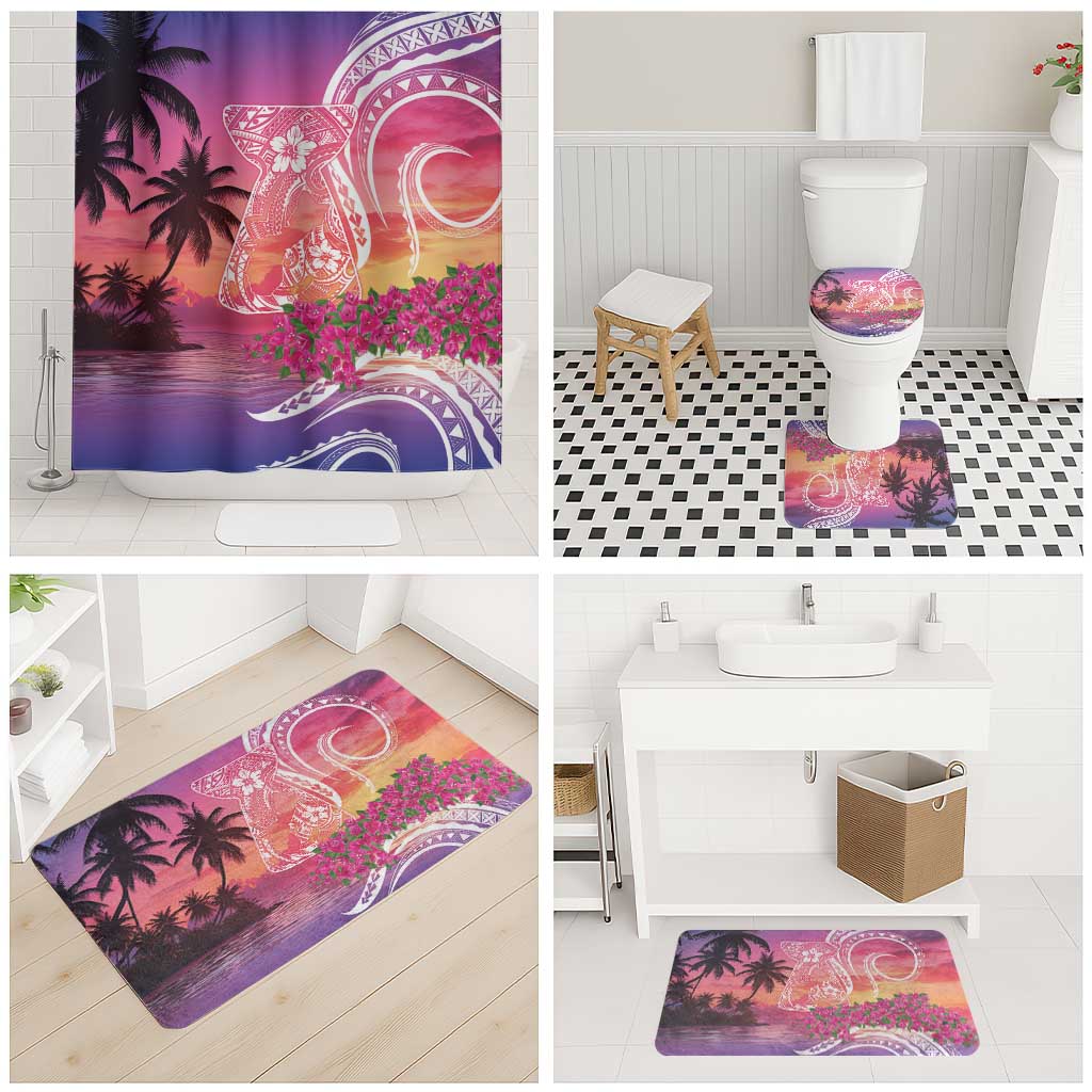 Guam Latte Stone with Map Bathroom Set Bougainvillea Beach Sunset - Polynesian Pride
