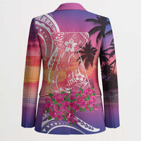 Guam Latte Stone with Map Blazer Bougainvillea Beach Sunset - Polynesian Pride