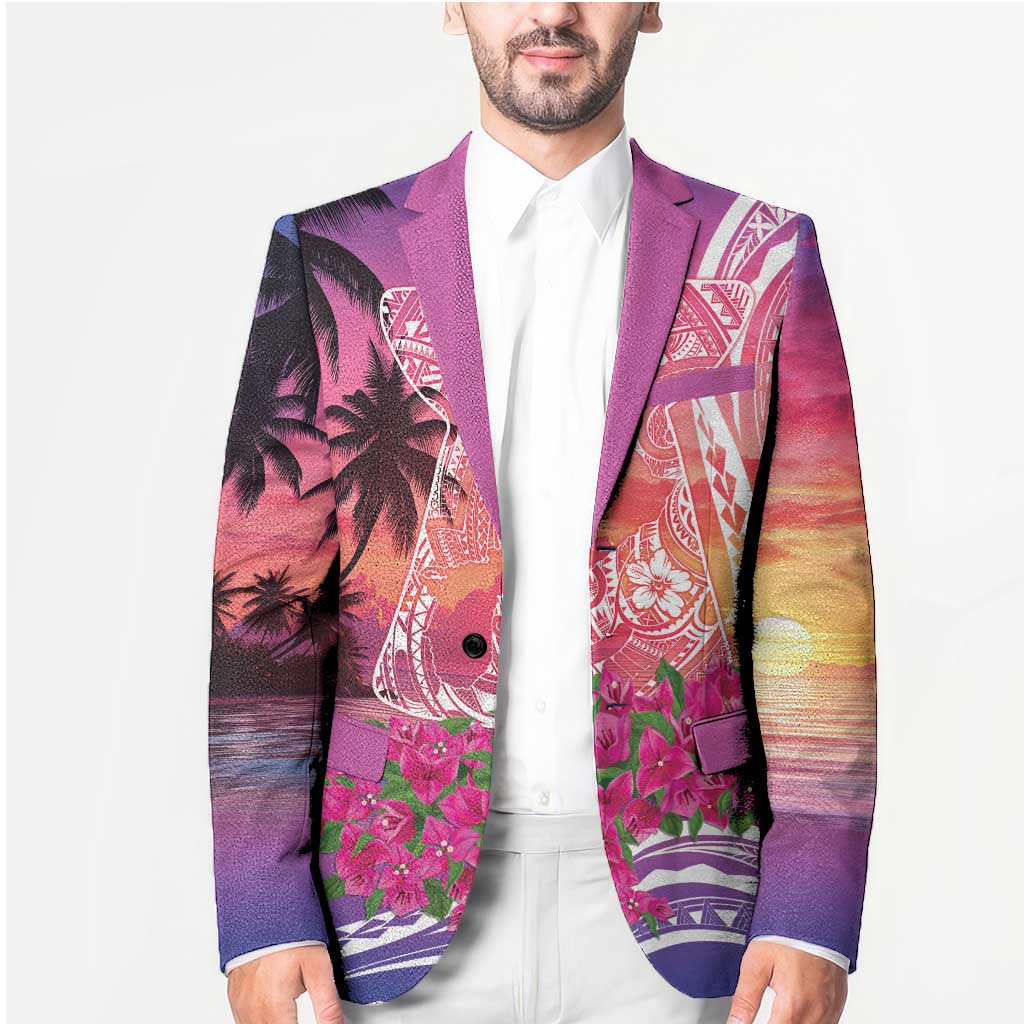 Guam Latte Stone with Map Blazer Bougainvillea Beach Sunset - Polynesian Pride