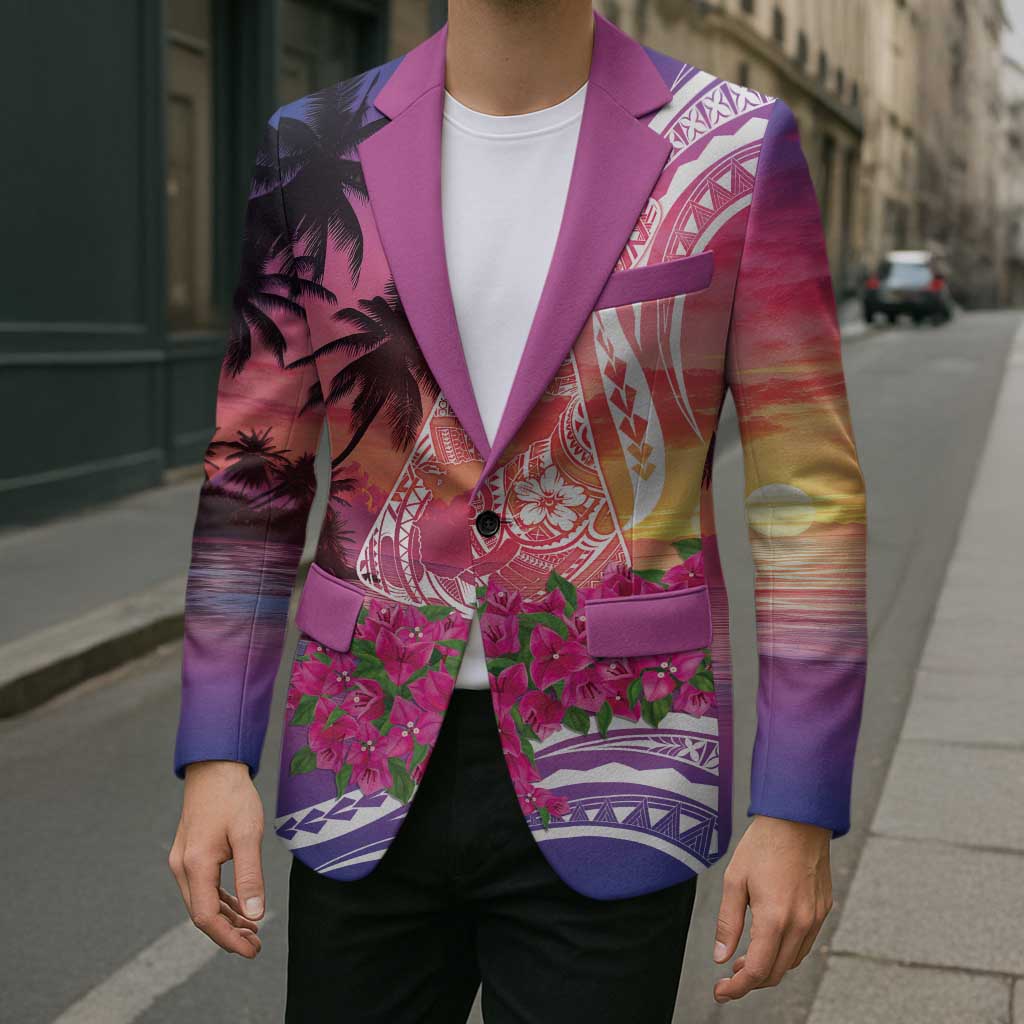 Guam Latte Stone with Map Blazer Bougainvillea Beach Sunset - Polynesian Pride