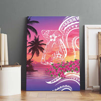 Guam Latte Stone with Map Canvas Wall Art Bougainvillea Beach Sunset