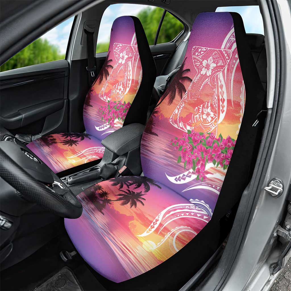 Guam Latte Stone with Map Car Seat Cover Bougainvillea Beach Sunset