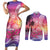 Guam Latte Stone with Map Couples Matching Short Sleeve Bodycon Dress and Long Sleeve Button Shirt Bougainvillea Beach Sunset