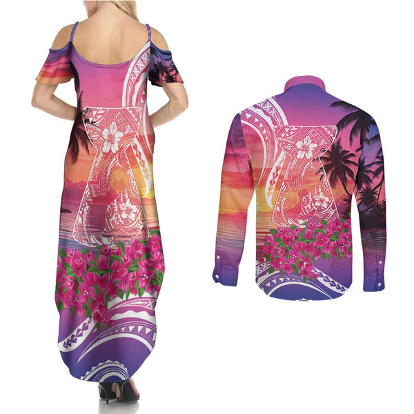 Personalized Guam Hoodie Dress Latte Stone Mix Bougainvillea Polynesian Pattern LT05 main image 1