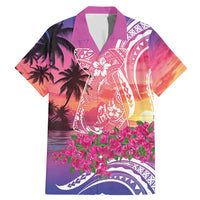 Guam Latte Stone with Map Family Matching Mermaid Dress and Hawaiian Shirt Bougainvillea Beach Sunset