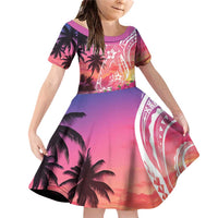 Guam Latte Stone with Map Family Matching Off Shoulder Short Dress and Hawaiian Shirt Bougainvillea Beach Sunset