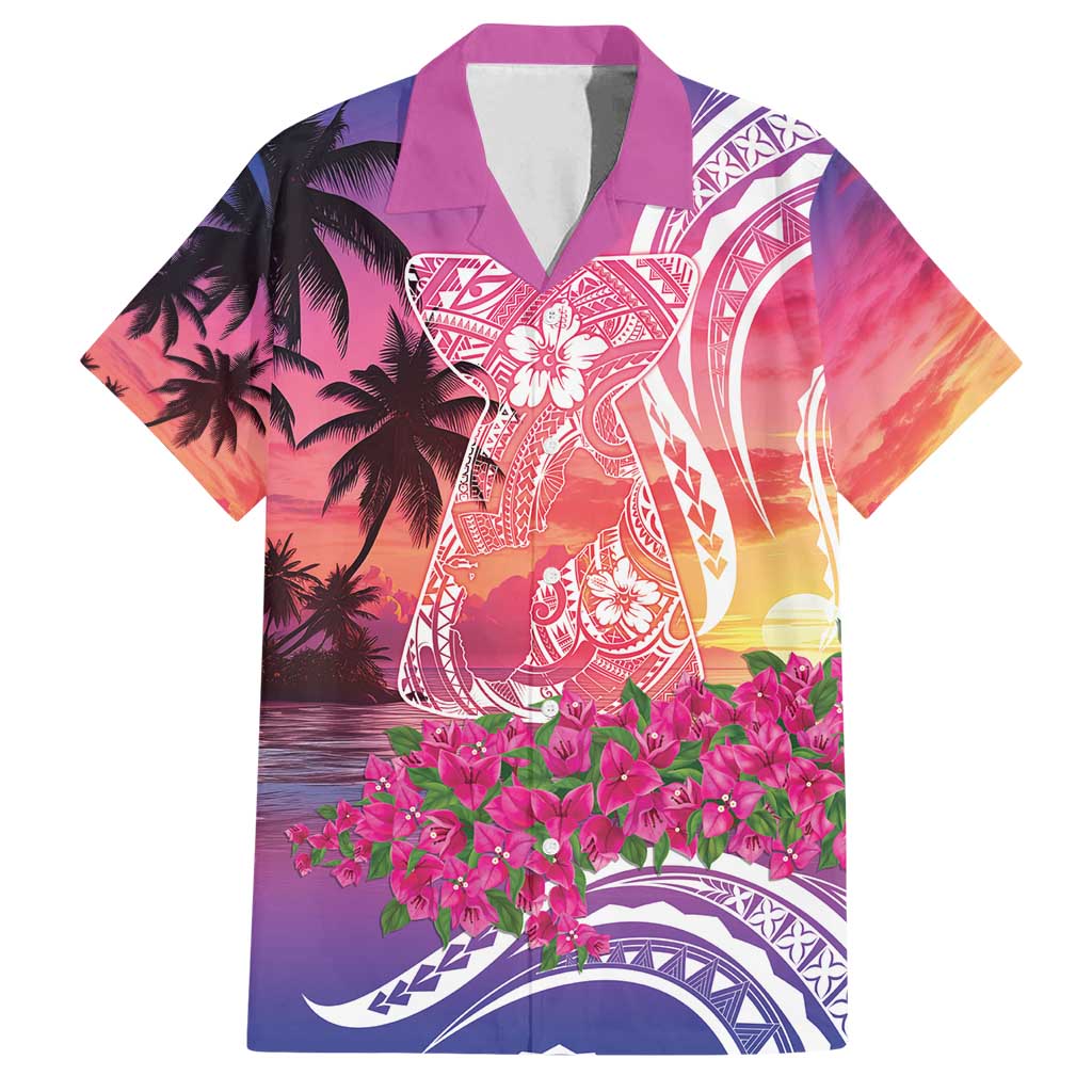 Guam Latte Stone with Map Family Matching Summer Maxi Dress and Hawaiian Shirt Bougainvillea Beach Sunset