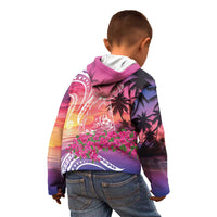 Guam Latte Stone with Map Kid Hoodie Bougainvillea Beach Sunset